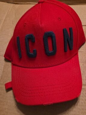 DSQUARED2 Red Baseball Cap with Black 'ICON' Letters